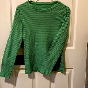 Old Navy Striped Long Sleeve Emerald Green Stripe Shirt Medium cotton